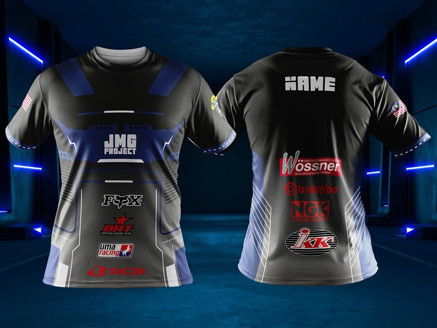 Front and back of a sponsor-loaded sublimated event jersey