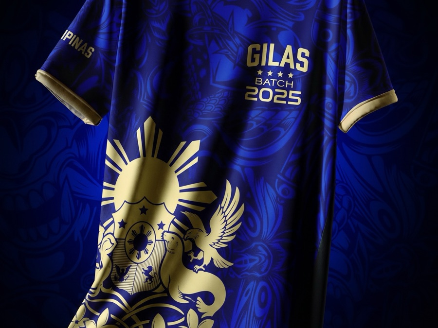Gilas Batch 2025 full-sublimation jersey, royal blue with gold sun and crest